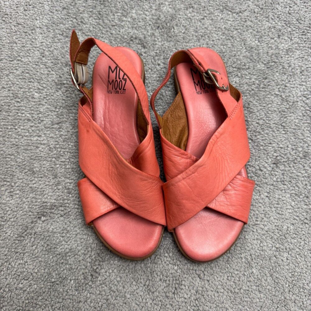 Miz Mooz Leticia Leather Slingback Sandals Womens EU 36 US 5.5-6 Pink Crossover